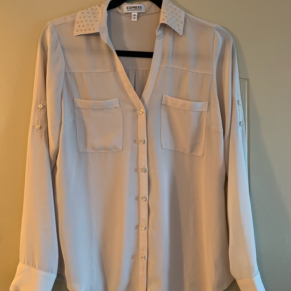 Express Portofino Shirt with gold studs on collar